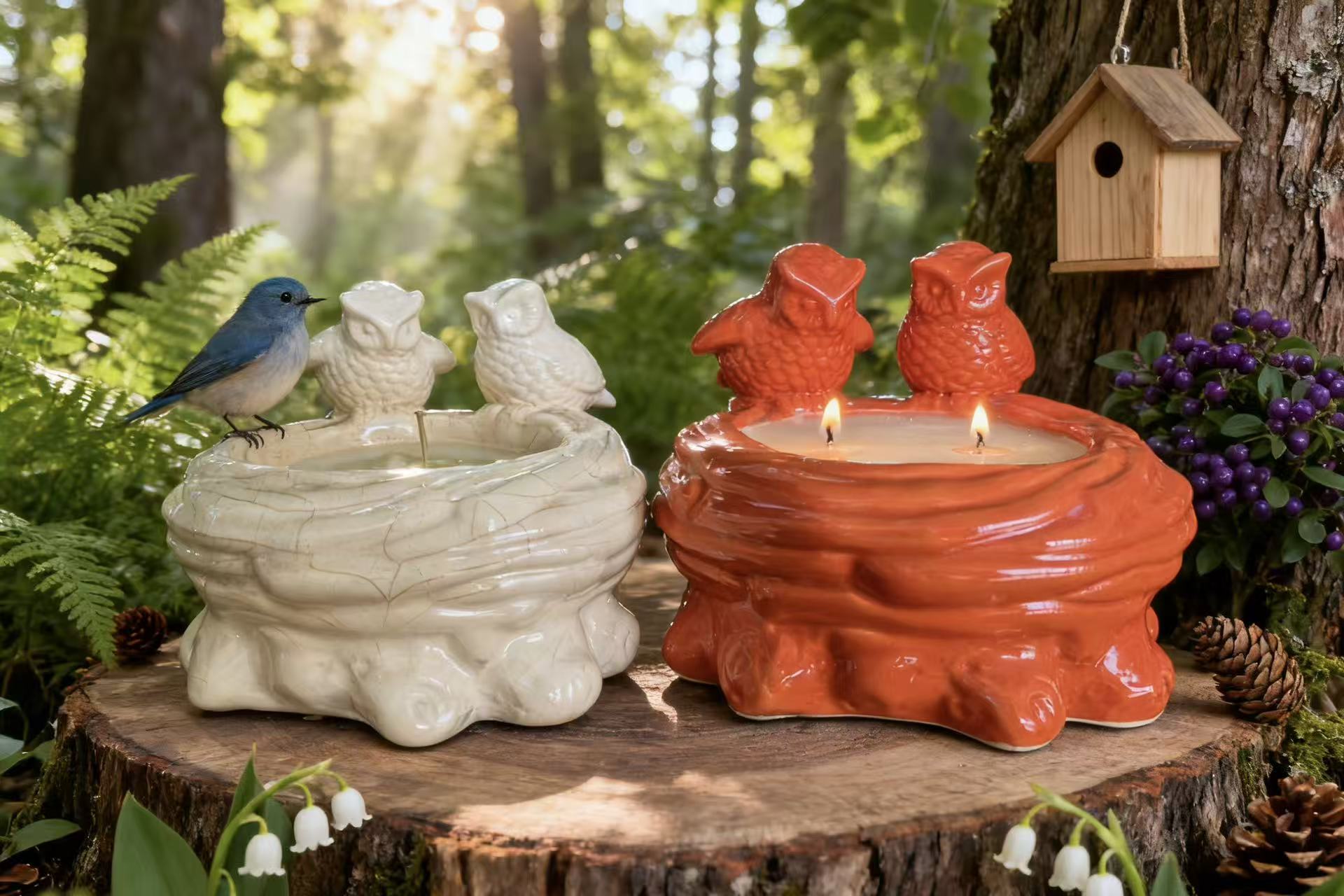 Ceramic Bird Nest Candle